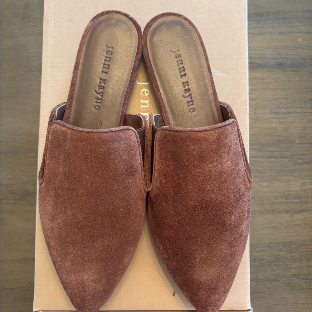 Jenni Kayne Chocolate Brown Mules NWB
